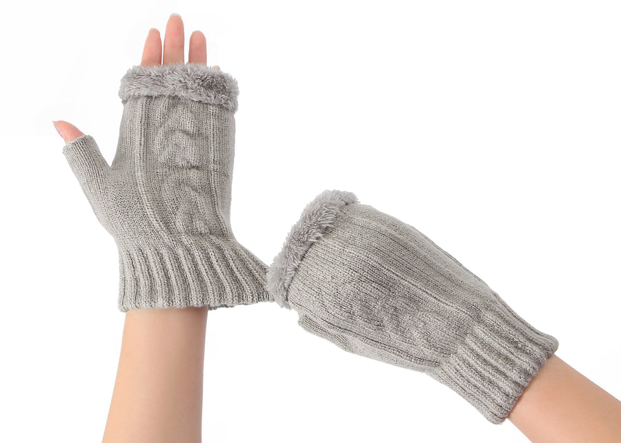 Tarramarra Fingerless Ultra Plush Knit Gloves-Gloves &amp; Mittens-PEROZ Accessories