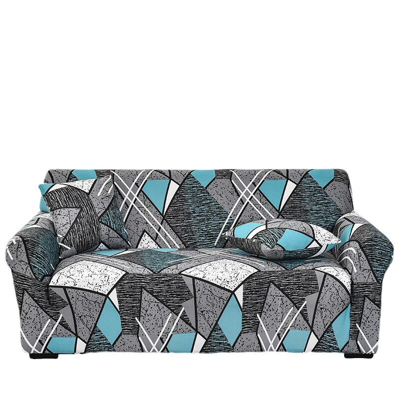 Anyhouz 4 Seater Sofa Cover Dark Grey Geometric Style and Protection For Living Room Sofa Chair Elastic Stretchable Slipcover-Slipcovers-PEROZ Accessories