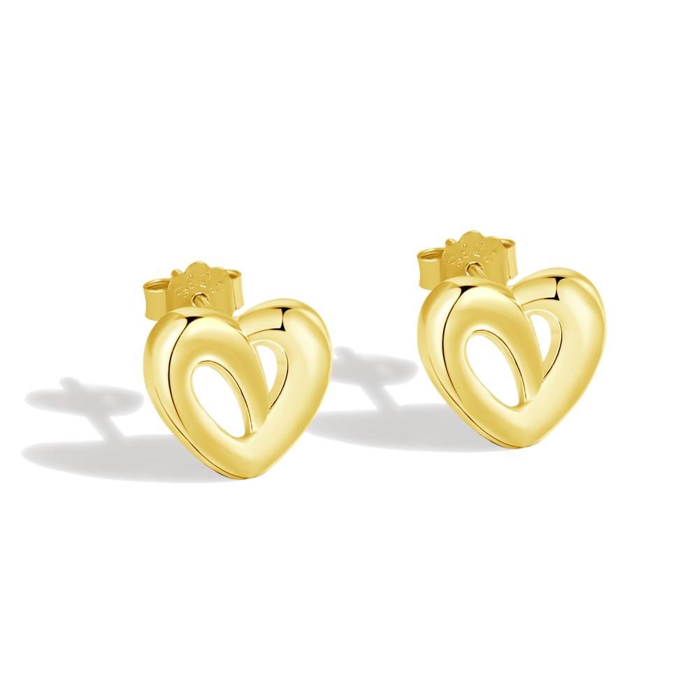 Anyco Earrings Gold Jewelry Women Stud Earring Irregular Concave-Convex Wide Surface Heart Shape 925 Sterling Silver-Earrings-PEROZ Accessories