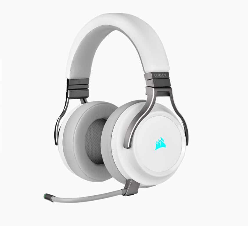 Corsair Virtuoso Wireless RGB White 7.1 Headset. High Fidelity Ultra Comfort, supports USB and 3.5mm Gaming Headset-Headphones-PEROZ Accessories