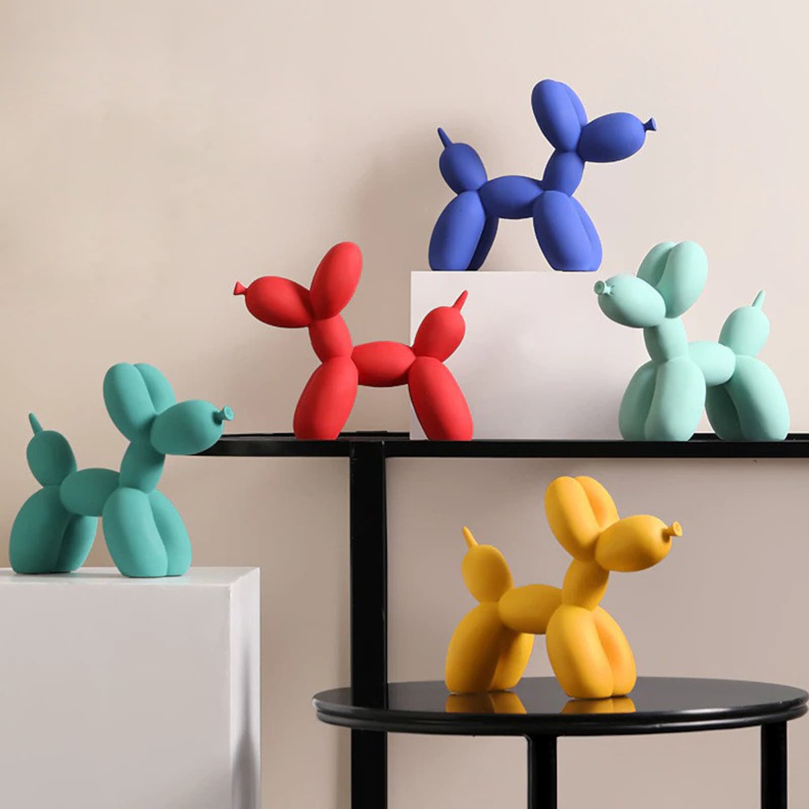 Anyhouz Home Figurine Nordic Balloon Dog Light Blue Resin for Living Room Desktop Decoration Accessories Gifts-Sculptures &amp; Statues-PEROZ Accessories
