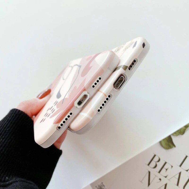 Anymob iPhone Pink Leaf Pattern Phone Case Soft Silicone Back Cover-Mobile Phone Cases-PEROZ Accessories