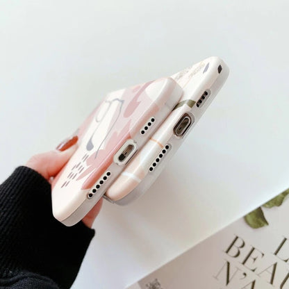 Anymob iPhone Pink Leaf Pattern Phone Case Soft Silicone Back Cover-Mobile Phone Cases-PEROZ Accessories