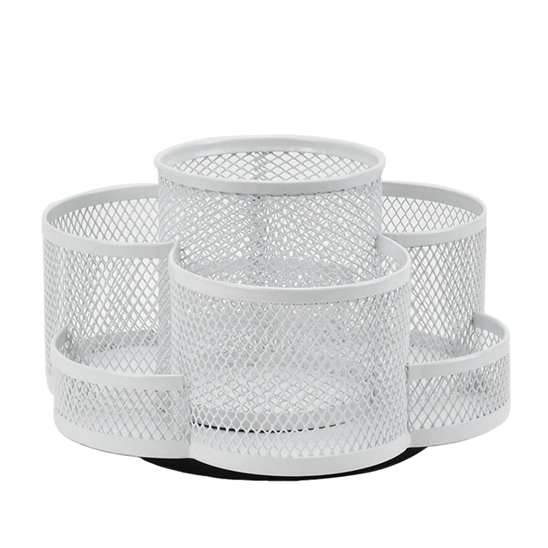 AnyCraft White Metal Mesh 360° Rotation &amp; 7 Compartments Storage Organizer with Non-Skid Rubber Mat-Organizers-PEROZ Accessories