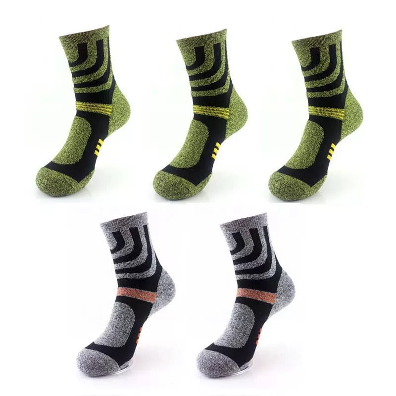 Anysox 5 Pairs One Size 5-11 Green Grey Cotton Compression Trekking With Formal Work Male Socks Meia Contrast Color Designer Brand Fit For Man-Socks-PEROZ Accessories