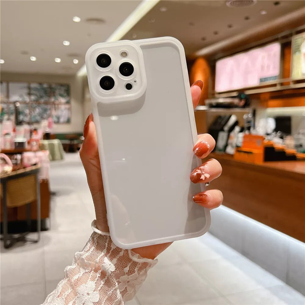 Anymob iPhone Case Transparent White Frame Camera Protection Shockproof Soft Bumper Cover iPhone 12 11 13 Pro Max XR XS Max X 7 8 Plus 12 13Pro-Mobile Phone Cases-PEROZ Accessories