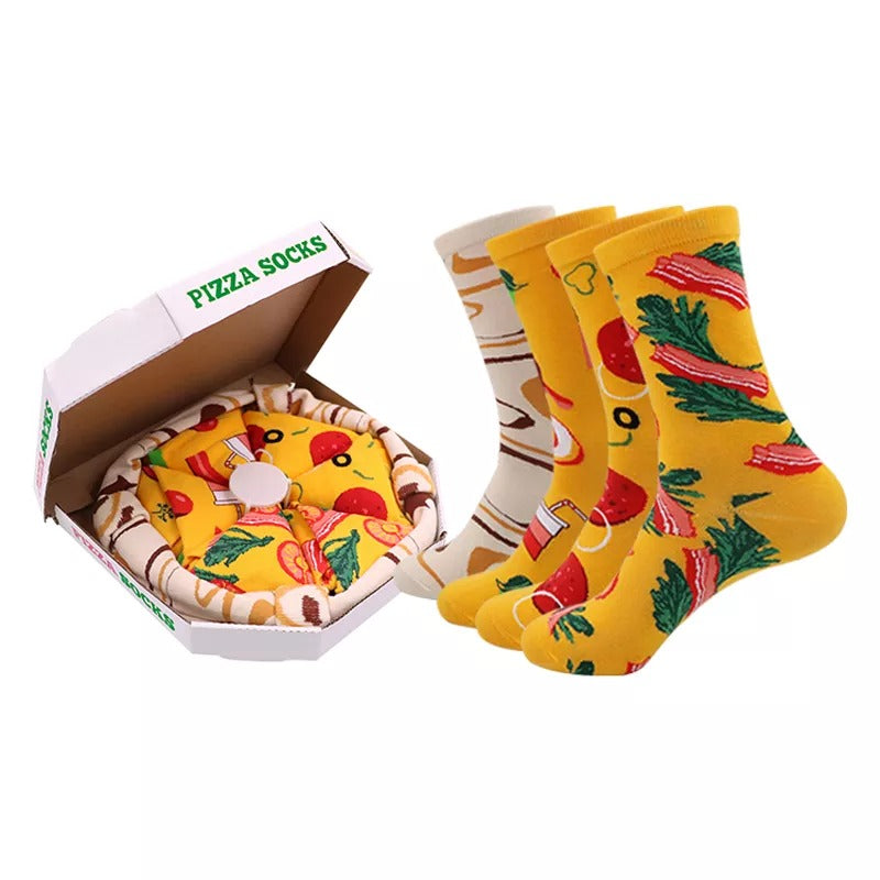 Anysox 5 pairs Multi-color Size 5-11 Fashion Socks With Pizza Happy Harajuku Skate Cotton Comfortable To Wear Perfect For Christmas Gift-Socks-PEROZ Accessories
