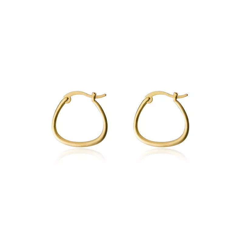 Anyco Fashion Earrings Genuine Gold Minimalist Golden Line Geometric Stud Earrings Hoop Jewelry Gift for Women-Earrings-PEROZ Accessories