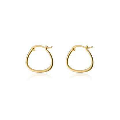 Anyco Fashion Earrings Genuine Gold Minimalist Golden Line Geometric Stud Earrings Hoop Jewelry Gift for Women-Earrings-PEROZ Accessories