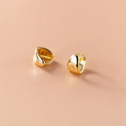 Anyco Fashion Earrings Gold 925 Sterling Silver Minimalist Punk Plated 18k Glossy Huggies for Women Men Jewelry-Earrings-PEROZ Accessories