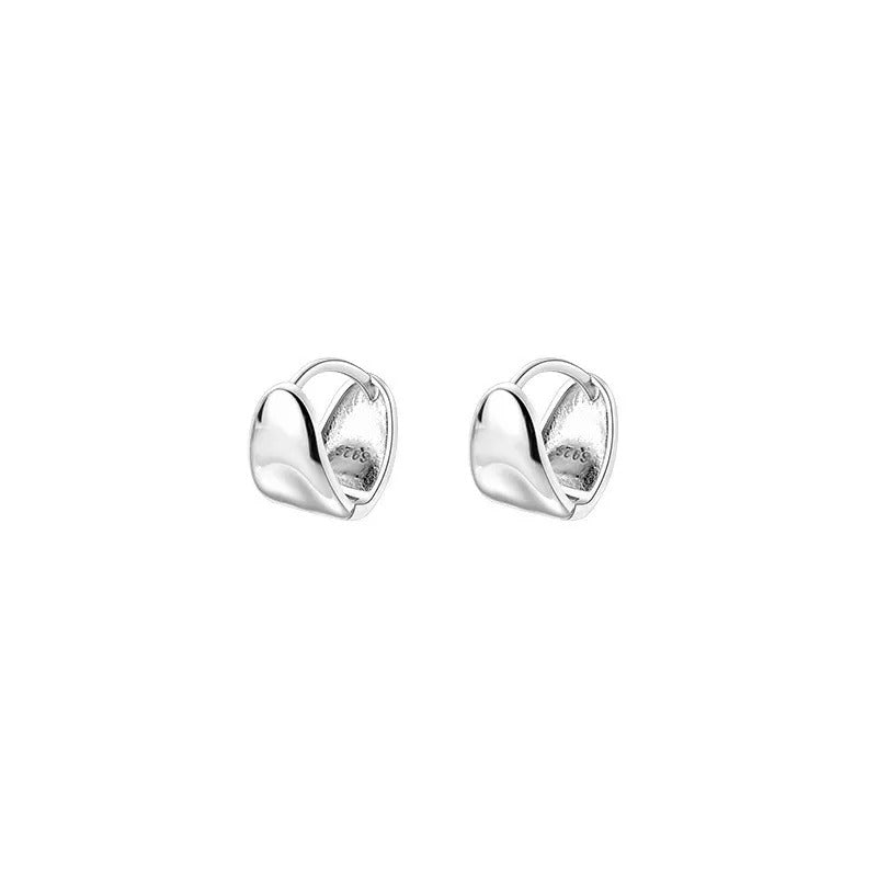 Anyco Fashion Earrings Silver 925 Sterling Minimalist Punk Plated 18k Glossy Huggies for Women Men Jewelry-Earrings-PEROZ Accessories
