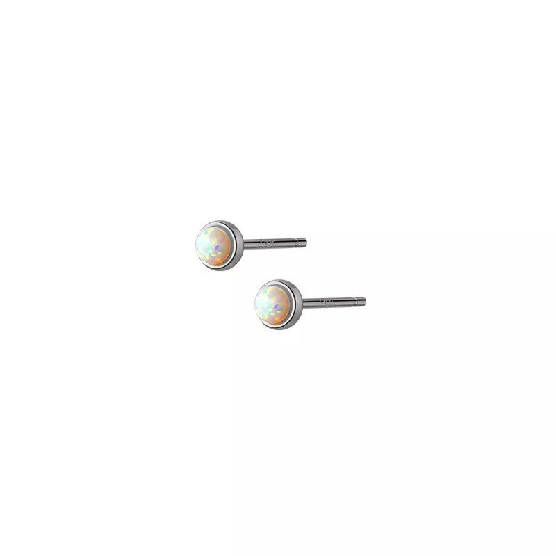 Anyco Fashion Earrings Sterling Silver Cute Opal Zircon Chic Mini Small Stud Women Simple Ear Bone Piercing Jewelry-Earrings-PEROZ Accessories