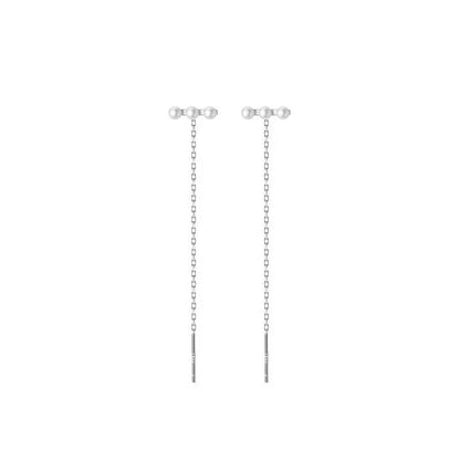 Anyco Fashion Earrings 925 Sterling Silver Simple Synthetic Pearl Chain Tassel Long Ear Line for Women Cute Party Jewelry Gift-Earrings-PEROZ Accessories