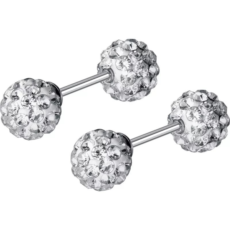 Anyco Fashion Earrings 6MM 925 Sterling Silver Luxury Sparkling Zircon Ball Stud for Women Minimalist Bead Piercing Jewelry Accessories-Earrings-PEROZ Accessories