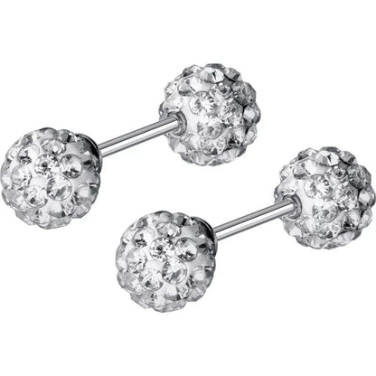 Anyco Fashion Earrings 6MM 925 Sterling Silver Luxury Sparkling Zircon Ball Stud for Women Minimalist Bead Piercing Jewelry Accessories-Earrings-PEROZ Accessories