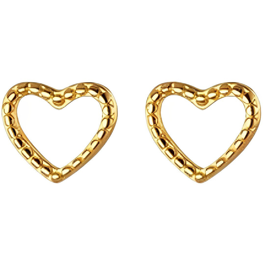 Anyco Fashion Earrings Heart Gold 925 Sterling Silver Minimalist Stud for Women Cute Teen Jewelry-Earrings-PEROZ Accessories