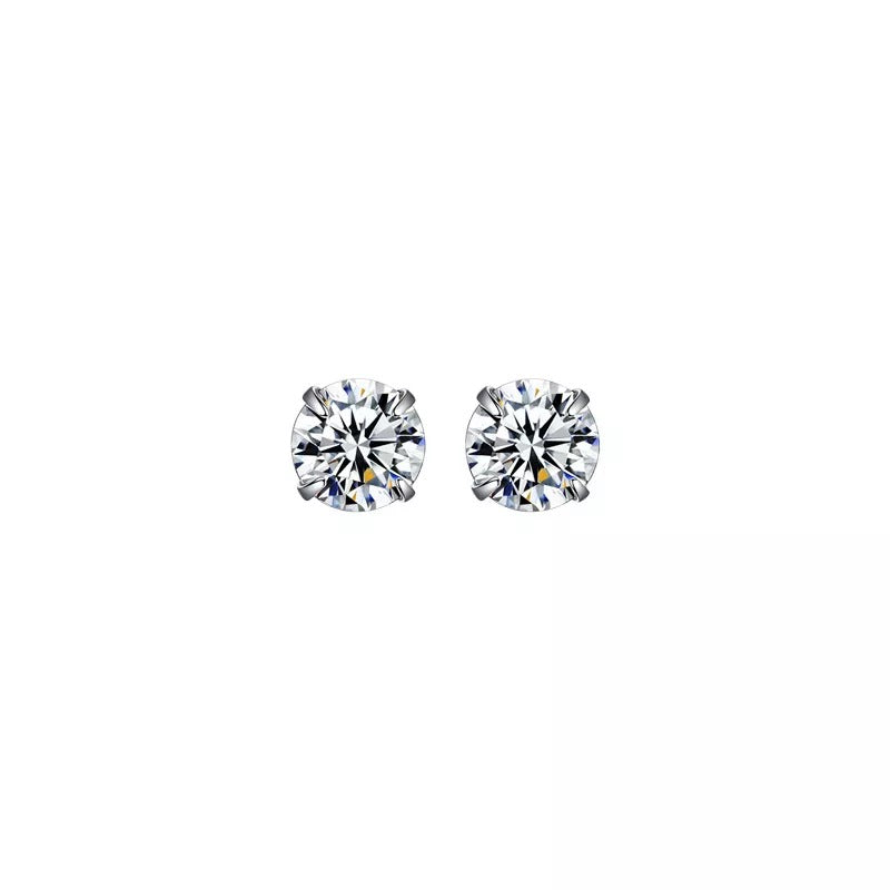Anyco Fashion Earrings 925 Sterling Silver Simple Luxury Zircon Mini Small Stud for Women Body Piercing Jewelry Accessories 4MM-Earrings-PEROZ Accessories