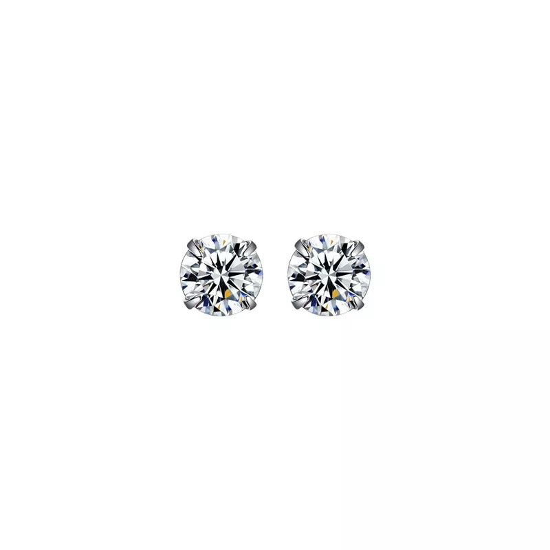 Anyco Fashion Earrings 925 Sterling Silver Simple Luxury Zircon Mini Small Stud for Women Body Piercing Jewelry Accessories 6MM-Earrings-PEROZ Accessories