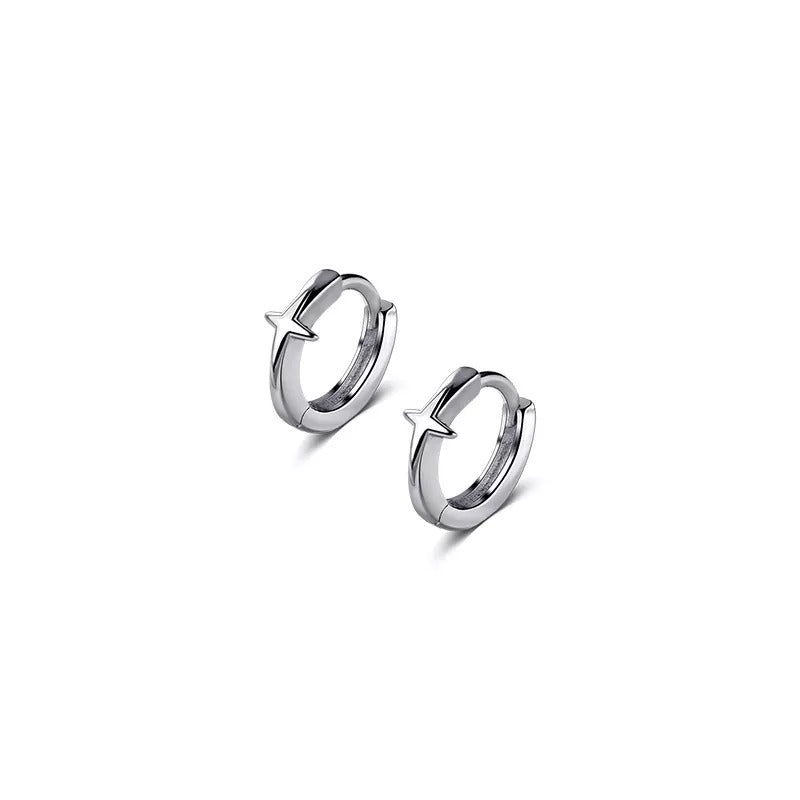 Anyco Fashion Earrings 925 Sterling Silver Simple Punk Gothic Black Star Ear Buckle for Women Men Classic Party Body Piercing Jewelry-Earrings-PEROZ Accessories