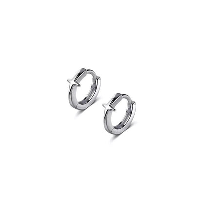 Anyco Fashion Earrings 925 Sterling Silver Simple Punk Gothic Black Star Ear Buckle for Women Men Classic Party Body Piercing Jewelry-Earrings-PEROZ Accessories