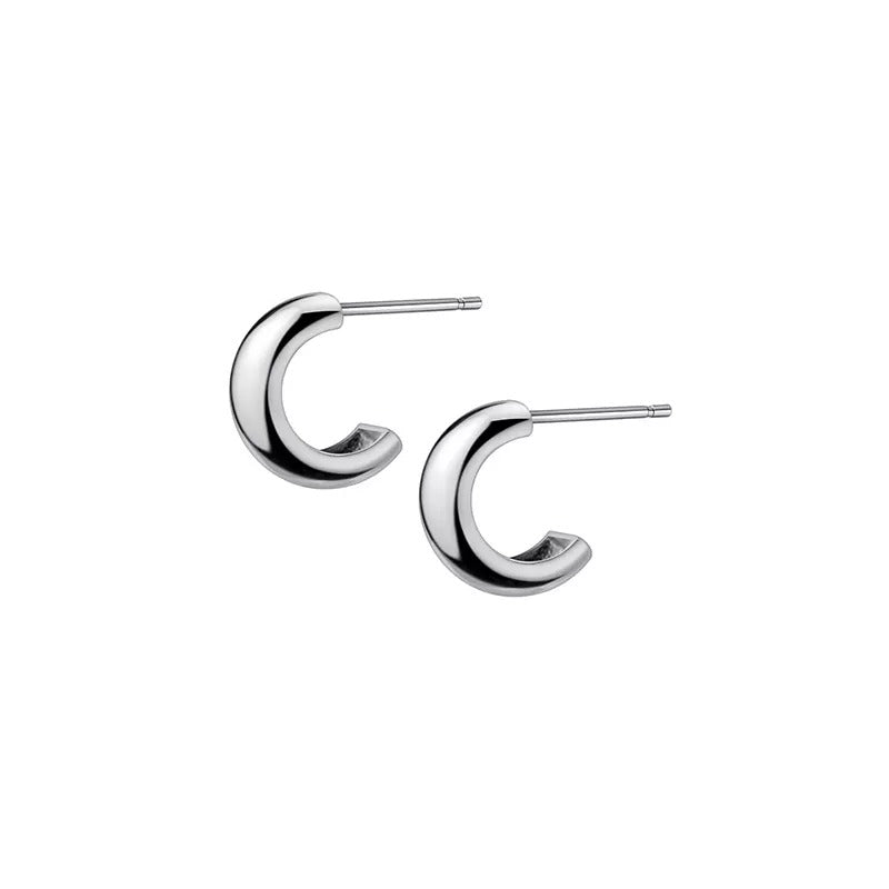 Anyco Fashion Earrings Silver 925 Sterling Minimalist Glossy Statement Stud for Women Trend Mens Party Jewelry Accessories-Earrings-PEROZ Accessories