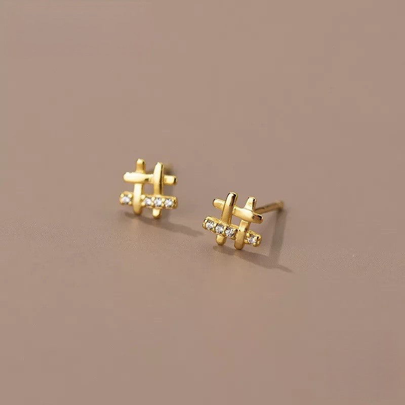 Anyco Fashion Earrings Silver 925 Sterling Personality Geometric Pave Zircon Simple Small Stud for Women Jewelry-Earrings-PEROZ Accessories