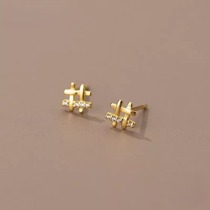 Anyco Fashion Earrings Silver 925 Sterling Personality Geometric Pave Zircon Simple Small Stud for Women Jewelry-Earrings-PEROZ Accessories