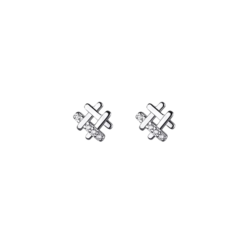 Anyco Fashion Earrings Silver 925 Sterling Personality Geometric Pave Zircon Simple Small Stud for Women Jewelry-Earrings-PEROZ Accessories
