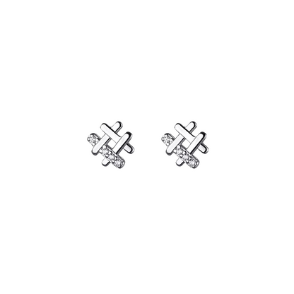 Anyco Fashion Earrings Silver 925 Sterling Personality Geometric Pave Zircon Simple Small Stud for Women Jewelry-Earrings-PEROZ Accessories