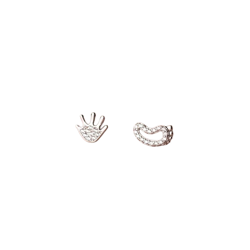 Anyco Fashion Earrings Silver 925 Sterling Luxury Zircon Palm Soles Mini Stud Women Jewelry Gift-Earrings-PEROZ Accessories