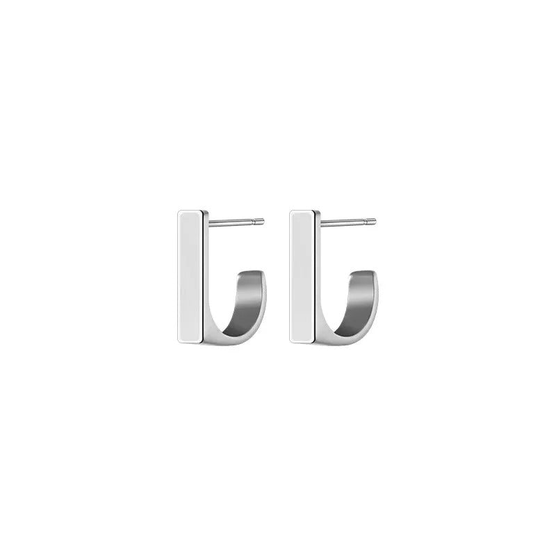 Anyco Fashion Earrings Silver 925 Sterling Geometric Square White Enamel Elegant Stud for Women Jewelry-Earrings-PEROZ Accessories