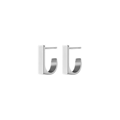 Anyco Fashion Earrings Silver 925 Sterling Geometric Square White Enamel Elegant Stud for Women Jewelry-Earrings-PEROZ Accessories