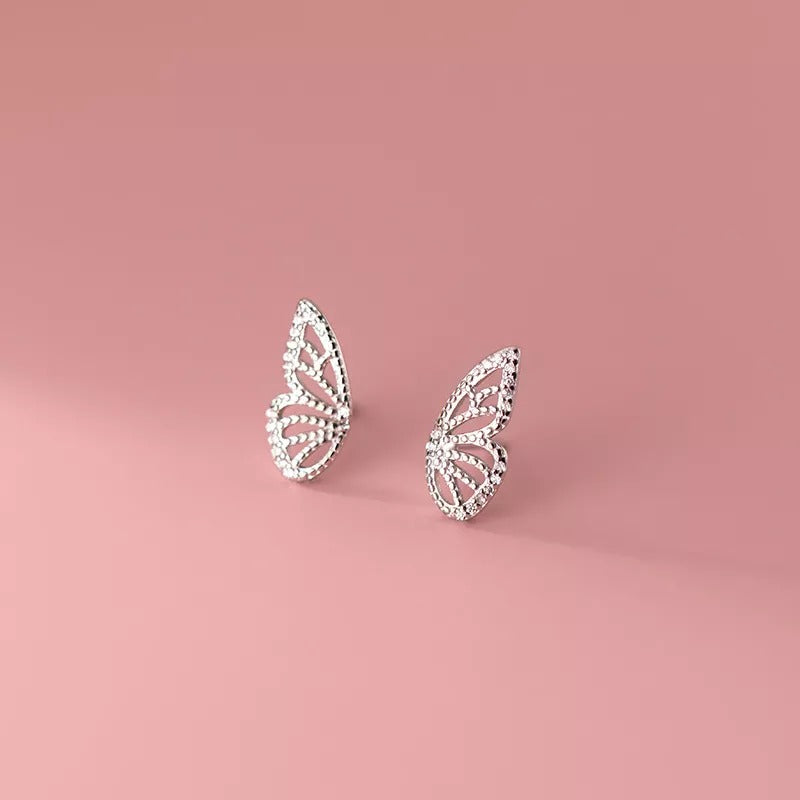 Anyco Fashion Earrings Silver 925 Sterling Romantic Butterfly Small Stud for Women Charm Jewelry Girl Gift-Earrings-PEROZ Accessories