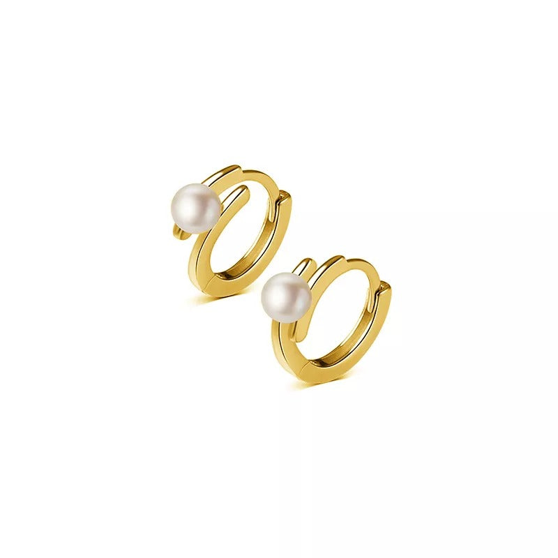 Anyco Fashion Earrings Gold Trendy Statement Natural Pearl Circle Hoop for Women Huggies Pendiente Fine Piercing Jewelry-Earrings-PEROZ Accessories