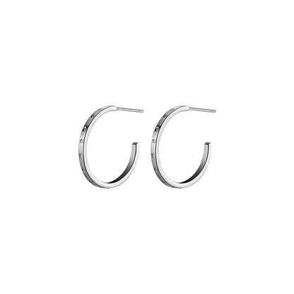 Anyco Fashion Earrings Silver 925 Sterling Simple Huggies Circle Initials Stud for Women Jewelry-Earrings-PEROZ Accessories