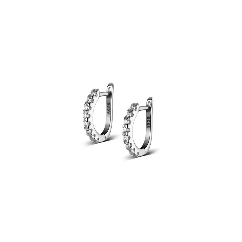 Anyco Fashion Earrings Silver 925 Sterling Exquisite Zircon Huggies Hoop for Women Piercing Jewelry-Earrings-PEROZ Accessories
