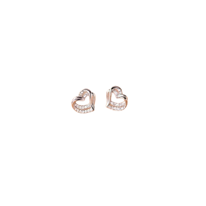 Anyco Fashion Earrings 925 Sterling Silver Hollow Double Love Heart Stud for Women Romantic Wedding Girlfriend Jewelry Gift-Earrings-PEROZ Accessories