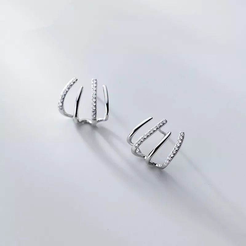 Anyco Fashion Earrings Sterling Silver Luxury Creative Pave Zircon Claw Stud Party Jewelry Gift for Women-Earrings-PEROZ Accessories