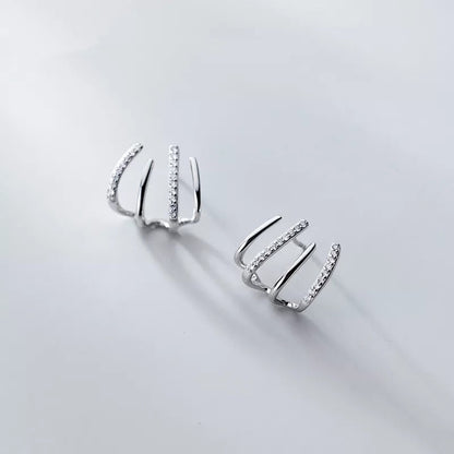 Anyco Fashion Earrings Sterling Silver Luxury Creative Pave Zircon Claw Stud Party Jewelry Gift for Women-Earrings-PEROZ Accessories