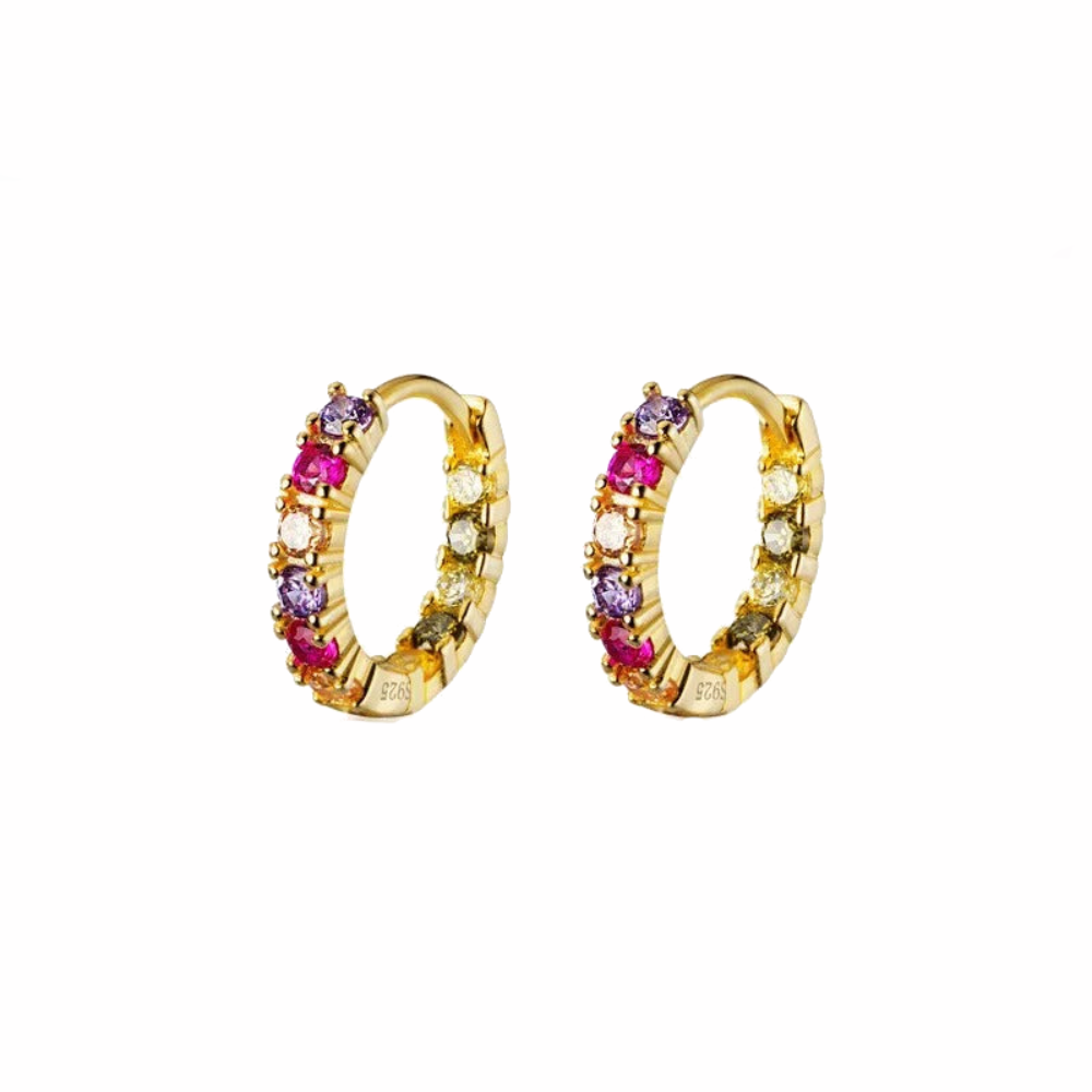 Anyco Fashion Earrings Luxury Genuine Gold Color Zircon Mini Stud Princess Wedding Fine Hoop Jewelry Gift for Women-Earrings-PEROZ Accessories