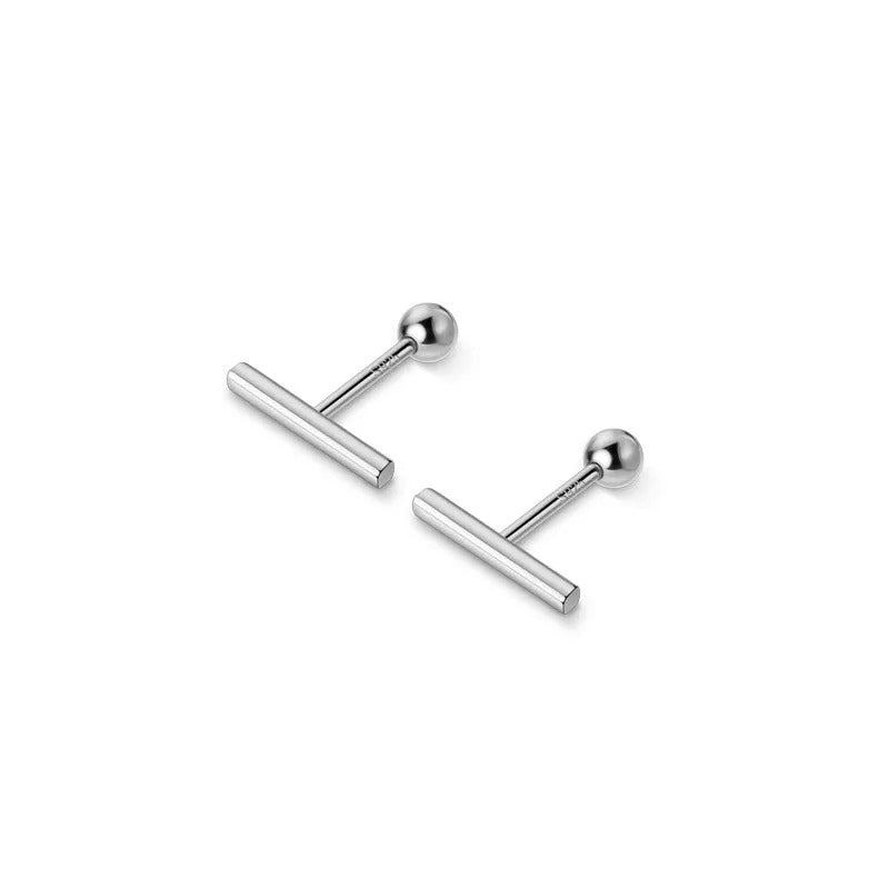 Anyco Fashion Earrings Real Sterling Silver Minimalist Geometric Strip Bear Stud for Women Office Daily Jewelry Accessories-Earrings-PEROZ Accessories