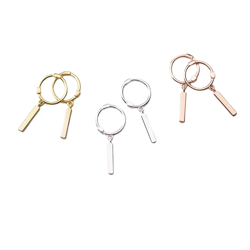 Anyco Fashion Earrings Rose Gold Bohemian Geometry Stick Tassel Stud Hip Hop Punk Party Jewelry Gift for Women-Earrings-PEROZ Accessories