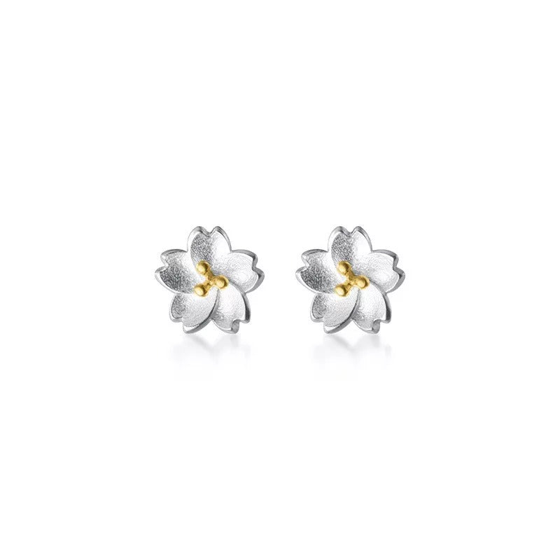 Anyco Fashion Earrings Real Sterling Silver Sweet Romantic White Flowers Mini Stud Jewelry for Women-Earrings-PEROZ Accessories