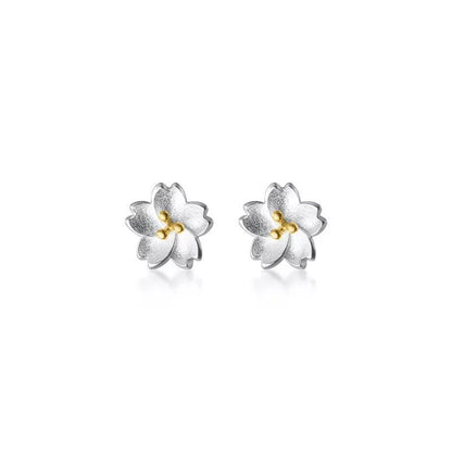 Anyco Fashion Earrings Real Sterling Silver Sweet Romantic White Flowers Mini Stud Jewelry for Women-Earrings-PEROZ Accessories