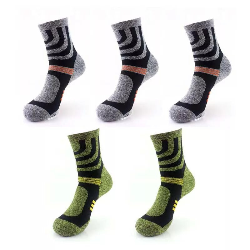 Anysox 5 Pairs One Size 5-11 Grey Green Cotton Compression Trekking With Formal Work Male Socks Meia Contrast Color Designer Brand Fit For Man-Socks-PEROZ Accessories