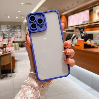 Anymob iPhone Case Transparent Blue Frame Camera Protection Shockproof Soft Bumper Cover iPhone 12 11 13 Pro Max XR XS Max X 7 8 Plus 12 13Pro-Mobile Phone Cases-PEROZ Accessories