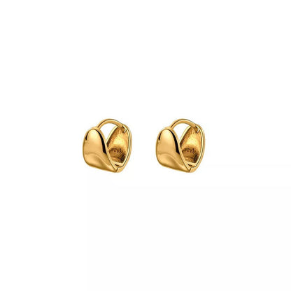 Anyco Fashion Earrings Gold 925 Sterling Silver Minimalist Punk Plated 18k Glossy Huggies for Women Men Jewelry-Earrings-PEROZ Accessories