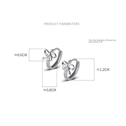 Anyco Fashion Earrings Silver 925 Sterling Sweet Bow Shiny Zircon Ear Buckle Charm Women Wedding Huggies Butterfly Hoop Jewelry-Earrings-PEROZ Accessories