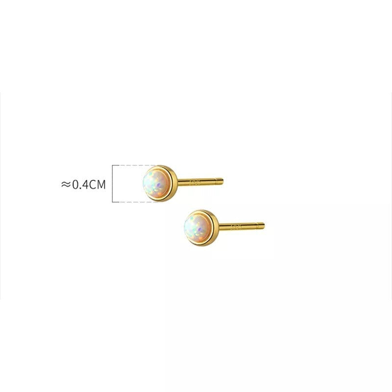 Anyco Fashion Earrings Sterling Silver Cute Opal Zircon Chic Mini Small Stud Women Simple Ear Bone Piercing Jewelry-Earrings-PEROZ Accessories