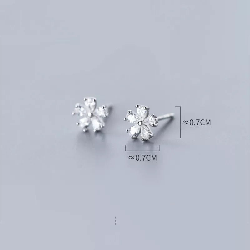 Anyco Fashion Earrings Rose Gold Luxury Crystal Zircon Romantic Flower Stud for Women Chic Teen Party Wedding Jewelry-Earrings-PEROZ Accessories